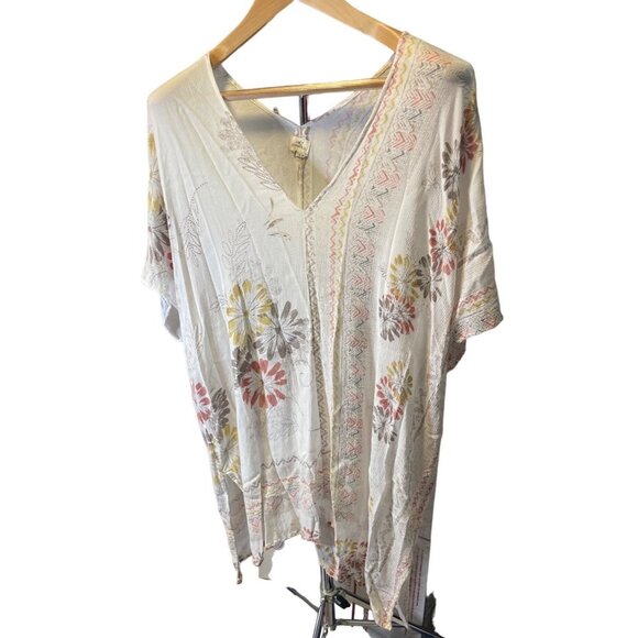 O’Neill White Floral Bohemian V Neck Butterfly Sleeve Swimsuit Coverup Sz S - Picture 3 of 10